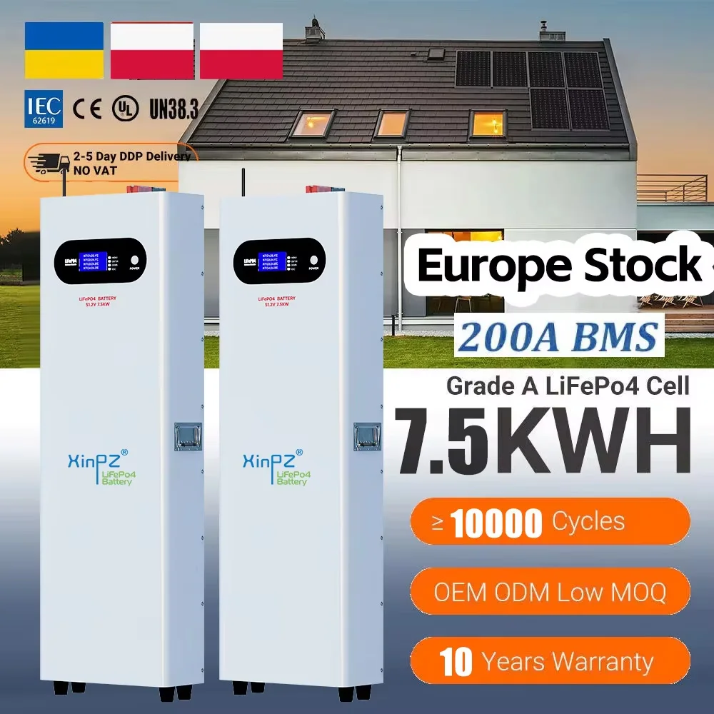 Фото Аккумуляторы XPZ: Литий-ионные батареи Powerwall 7.5кВтч/15кВтч, 51.2В 200Ач, LiFePo4 для хранения энергии — Хит продаж №4