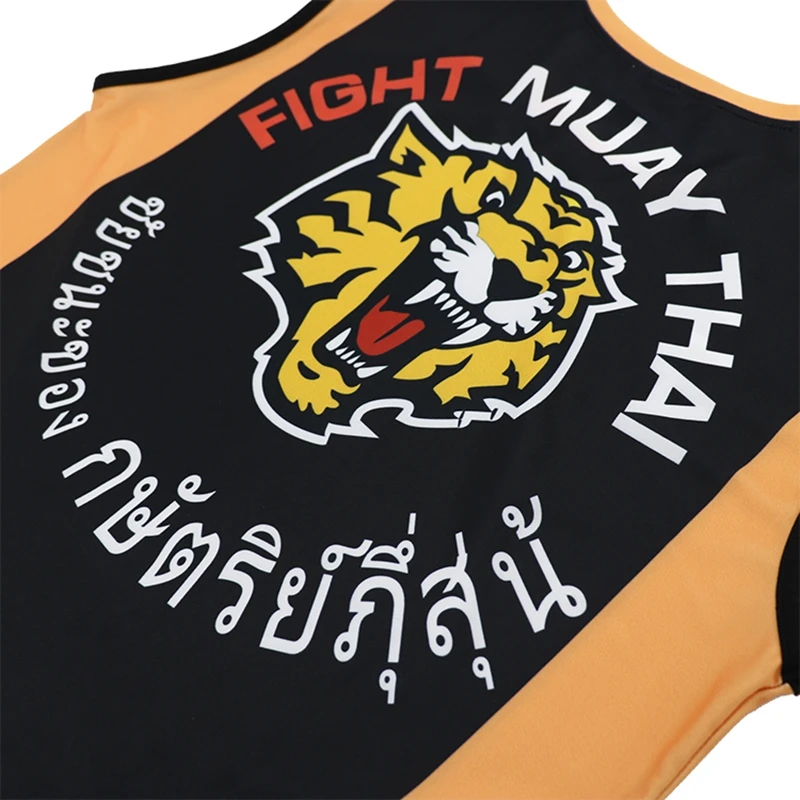Tiger Muay Thai Vest Tank Top Men Kick Boxing Training Sparring Martial Arts MMA Boxing T-Shirt Sleeveles Gym Sports Rashguard