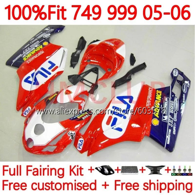 

Injection Body For DUCATI 749 999 S R 749S 999S 749R 999R 999 749 2005 2006 749-999 05 06 OEM Fairings kit 166No.11 white red