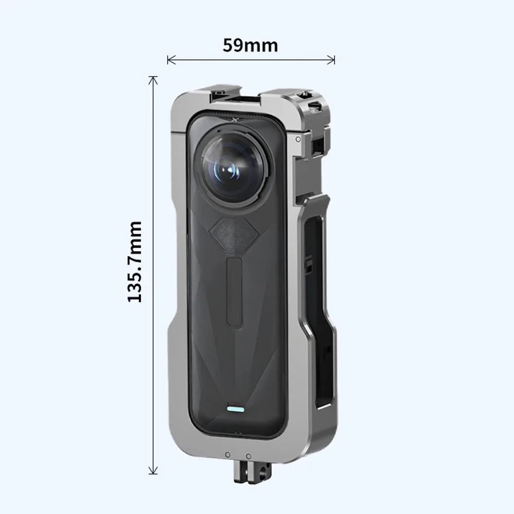 Фото Алюминиевая защитная рамка для Insta360 X5 в клетке для кроликов, многофункциональный адаптер расширения, крепление с крышкой объектива, аксессуар для камеры №1