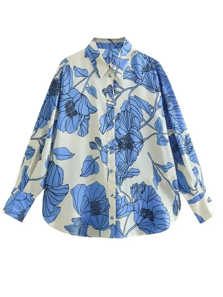 

KLKXMYT TRAF женская рубашка с цветочным принтом топы рубашка женские осенние Рубашки на пуговицах для женщин элегантные блузки с длинным рукаво...