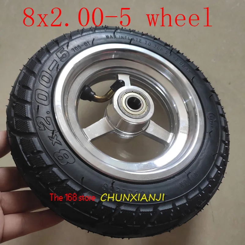 8x2.00-5 DIY tubeless wheel tyre with alloy hub ,bearing inner diameter 12mm for KUGOO S1 S3 Electric Adult Scooter