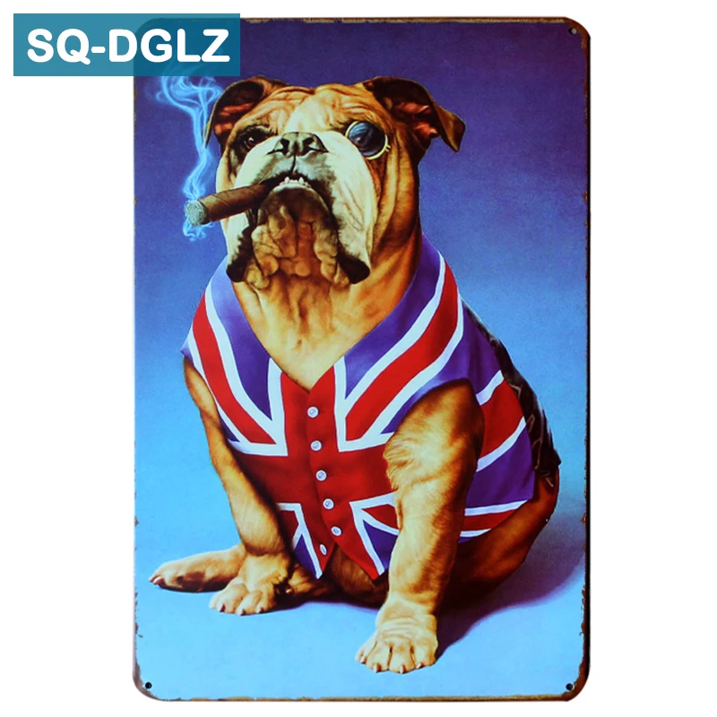 

Курительный бульдог, металлический знак, винтажные металлические пластины, кафе, паб, клуб, домашний декор, жестяные знаки, ретро табличка, металлическая живопись
