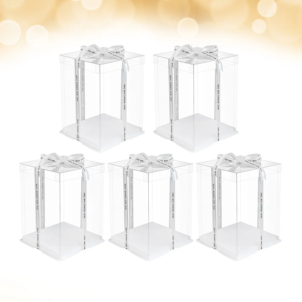 

5 Pcs Cake Carrier Plastic Cake Box Clear Container Cake Boxes Wedding Favor Boxes Storage Gift Box Cake Carrier