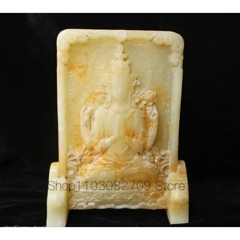 Китайская статуя из натурального старого нефрита ручной работы 24 см скульптура с