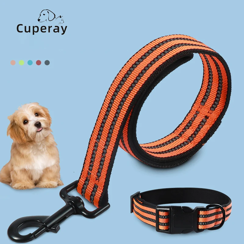 

Explosion Proof Punching Pet Leash with Collar, Reflective Dog Leash and Collar Set Anti-Lost for Outdoor Dog Walking Medium Dog