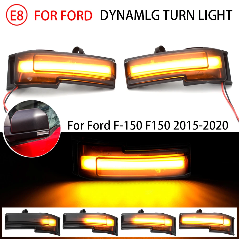 

For Ford F-150 F150 2015 2016 2017 2018 2019 2020 New Smoked LED Dynamic Car Rear View Mirror Turn Signal Light Repeater Lamps