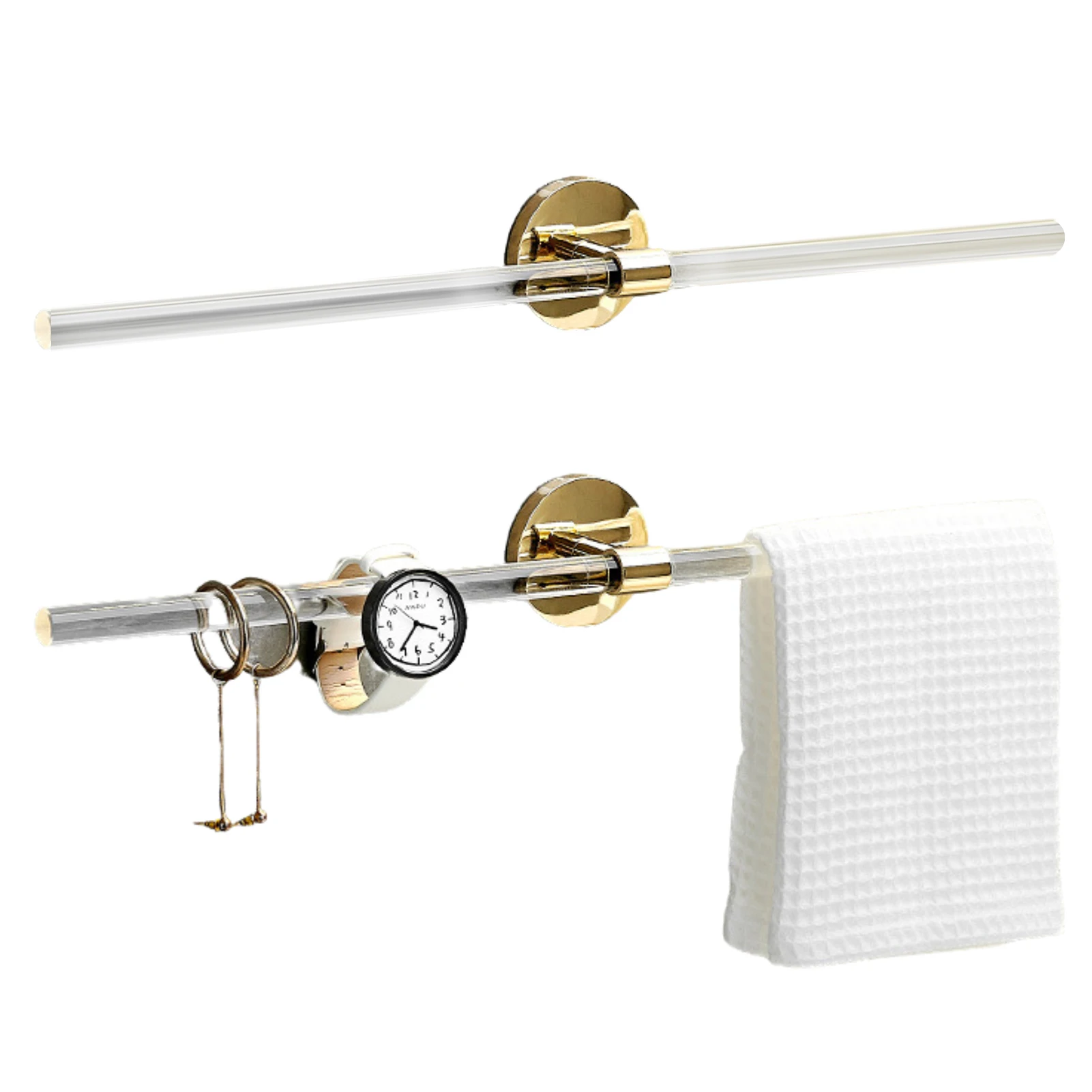 

Acrylic Towel Bar Transparent Clear Acrylic Round Rod Transparent Hand Towel Holder For Bathroom Bedroom Kitchen