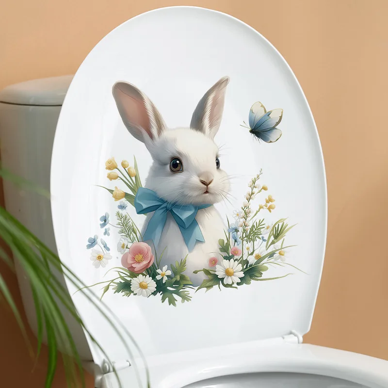 Милый кролик наклейки на стену бабочка цветок Креативный забавный ПВХ