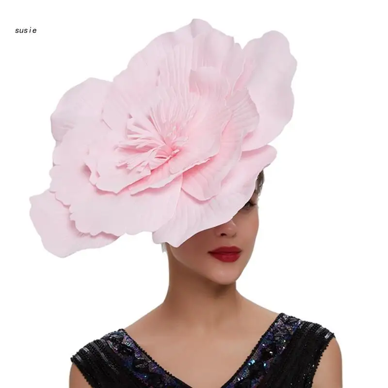 

X7YA Large Flower Hats For Women Flower Fascinator Hat Large Flower Headband Flower Fascinator Headband Costume Headpiece