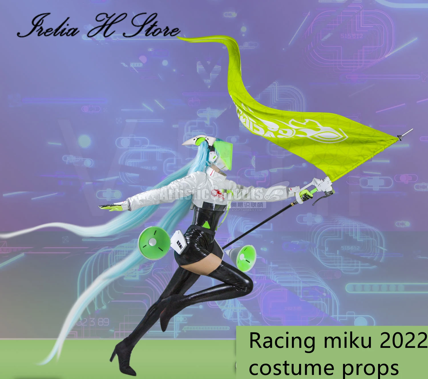Irelia H Store Racing Miku 2022 косплей s костюм гонки будущее Мику сексуальный комбинезон Флаг