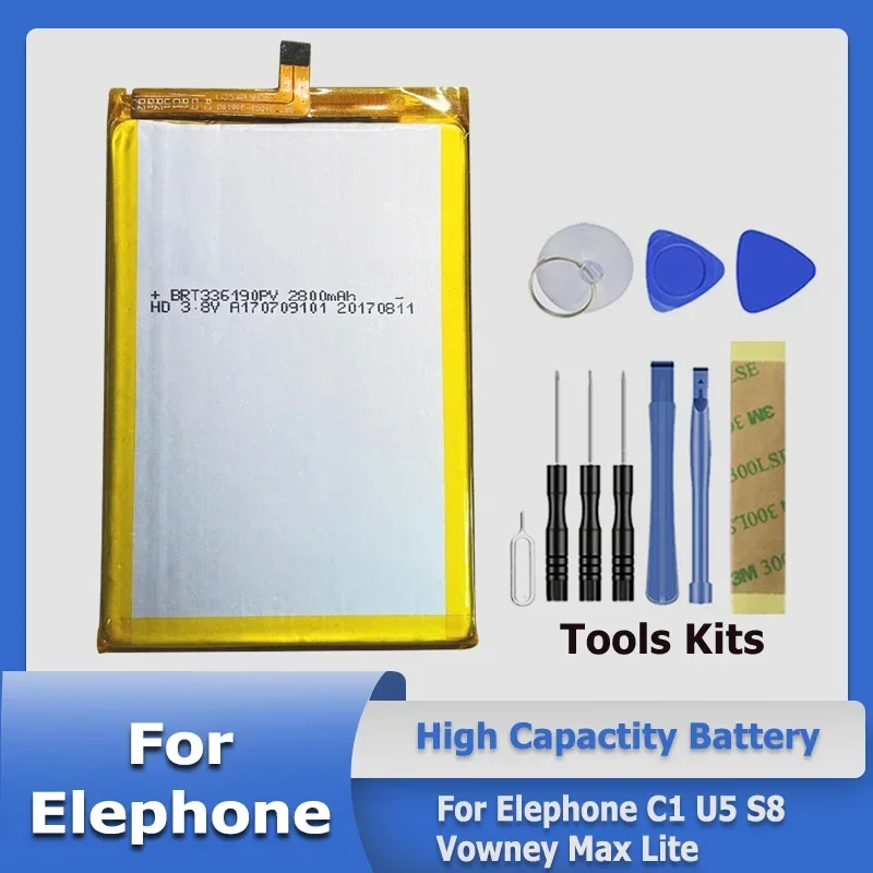 2024 Новый аккумулятор ElephoneC1Max ElephoneVowney ElephoneS8 ElephoneU5 ElephoneC1 для Elephone C1 U5 S8 Vowney Max Lite +