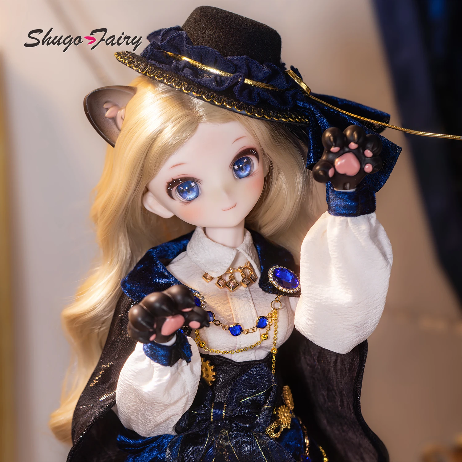 Фото Кукла BJD ShugaFairy Xingxing C D 1/4, полный комплект из смолы, ручная работа, винтажный стиль, с декором в виде драгоценных камней, в образе благородного кота-вора, шарнирная кукла №1
