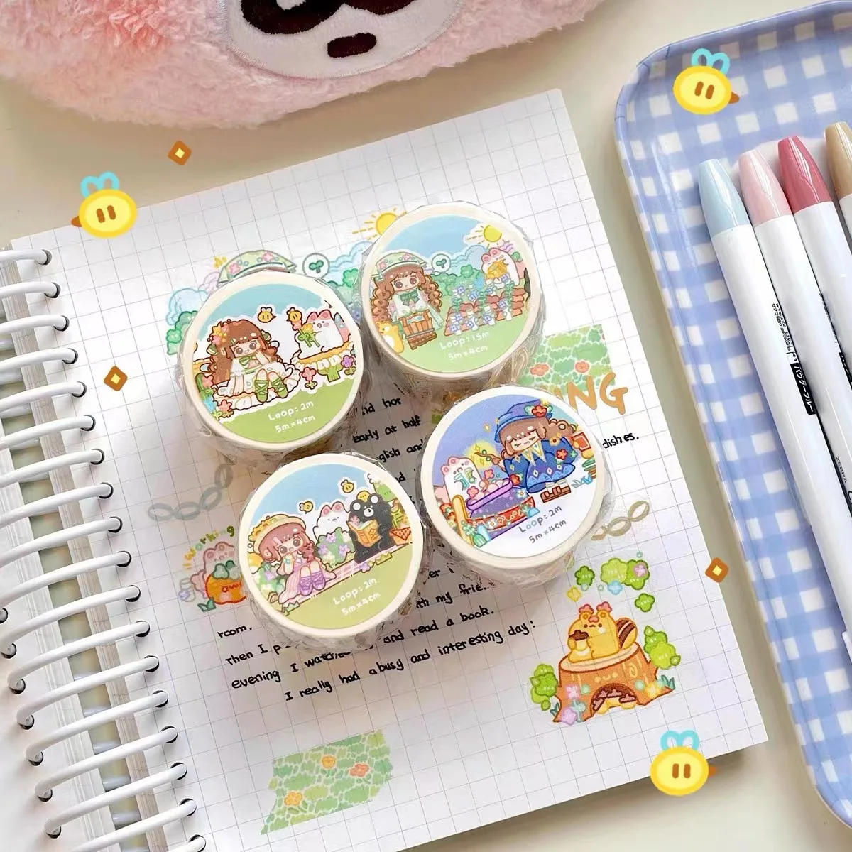 Happy Afternoon Tea Time Special Oil Paper Tape Manual Sorting Hand Ledger DIY Cartoon Theme Party Material Sticker