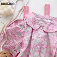 rinikinda kid baby girl summer clothes puff sleeve cotton blouses floral princess children cute sweet shirt party tee top