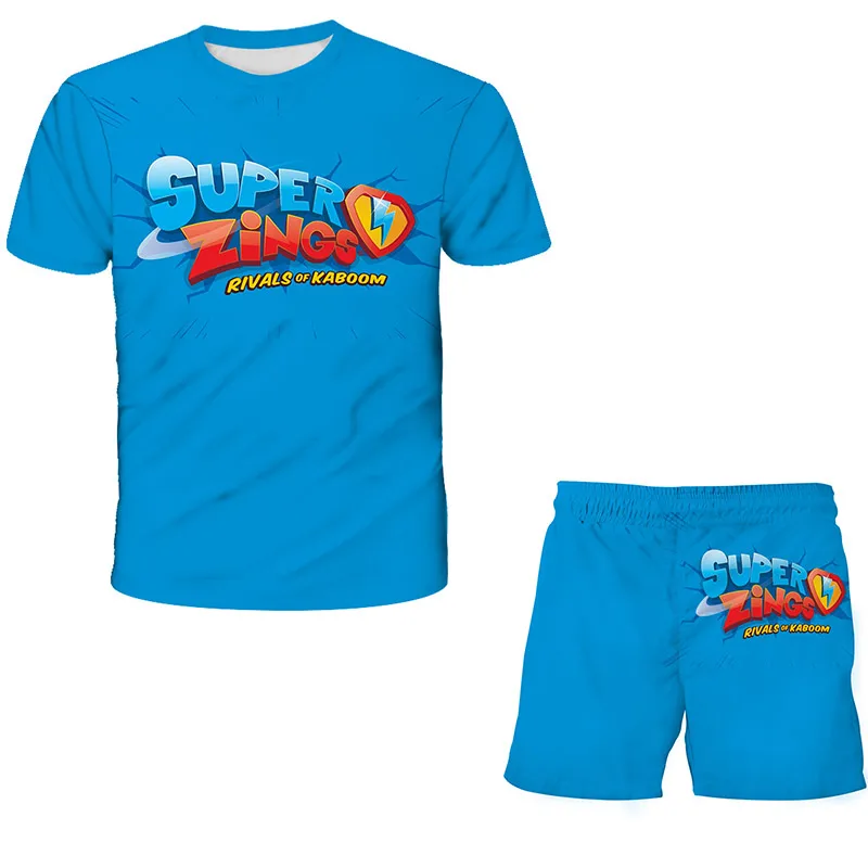 Kids Clothes Super Zings T-shirts Shorts 2 Pcs Suits Children Clothing Sets Baby Boys T-shirt Set Summer Short Sleeve Girls Top