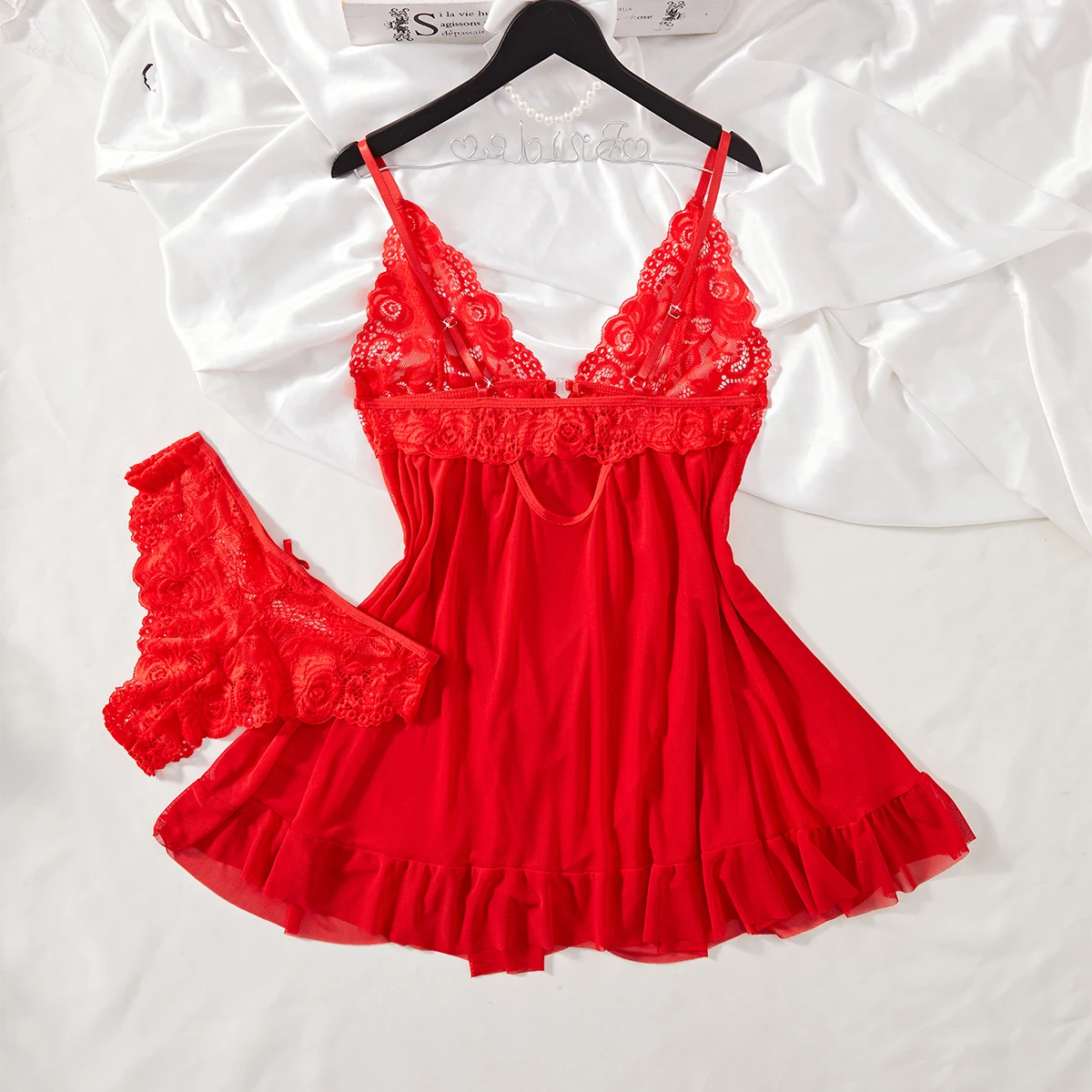 Элегантное красное сексуальное женское белье нижнее прозрачная одежда для сна