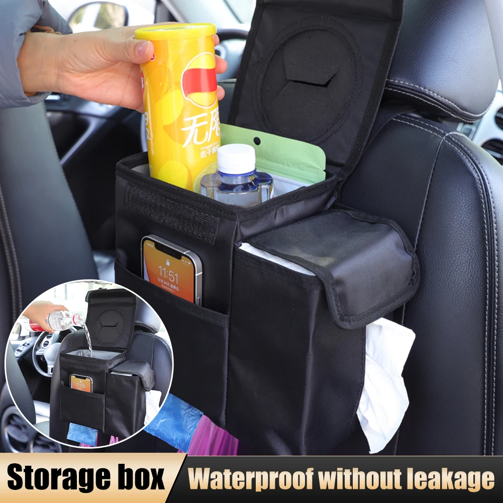 

Waterproof Car Trash Can Bin Multifunction Auto Car Bin Seat Back Garbage Dump Auto Organizer Accessories