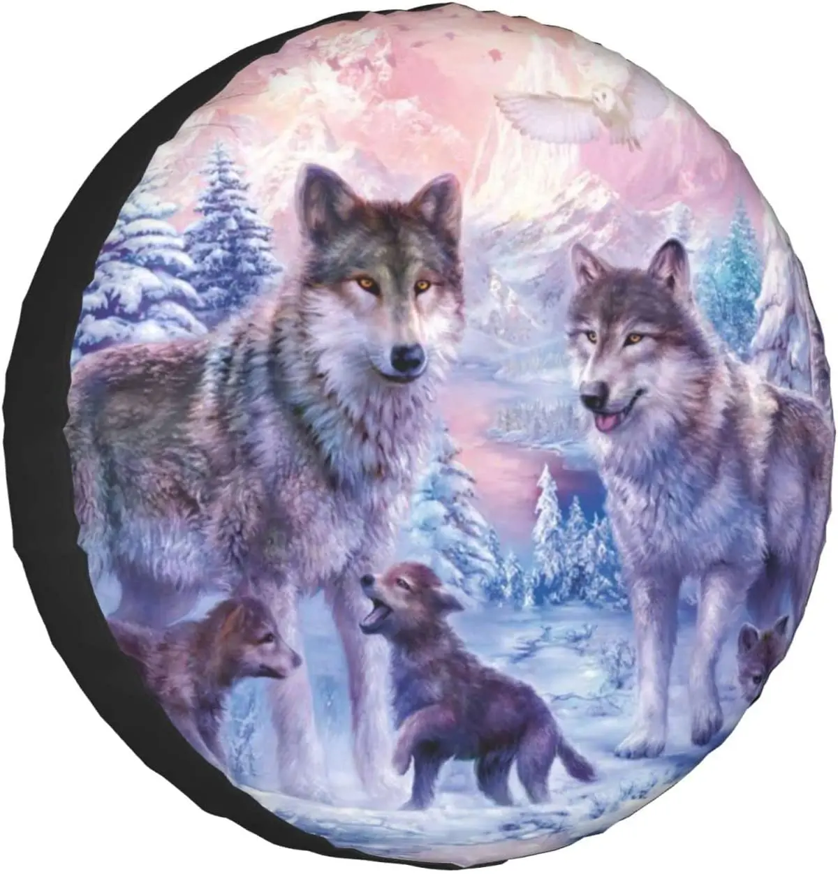 

Wolves Family Printed Spare Tire Cover Waterproof Tire Wheel Protector for Car Truck SUV Camper Trailer Rv 14"-17"