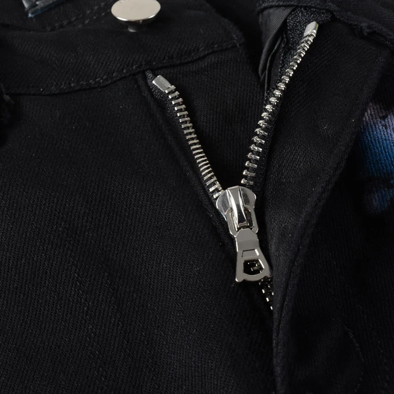 High Street Fashion Men Jeans Black Elastic Stretch Skinny Fit Printed Jeans Men Painted Designer Hip Hop Brand Pants Hombre