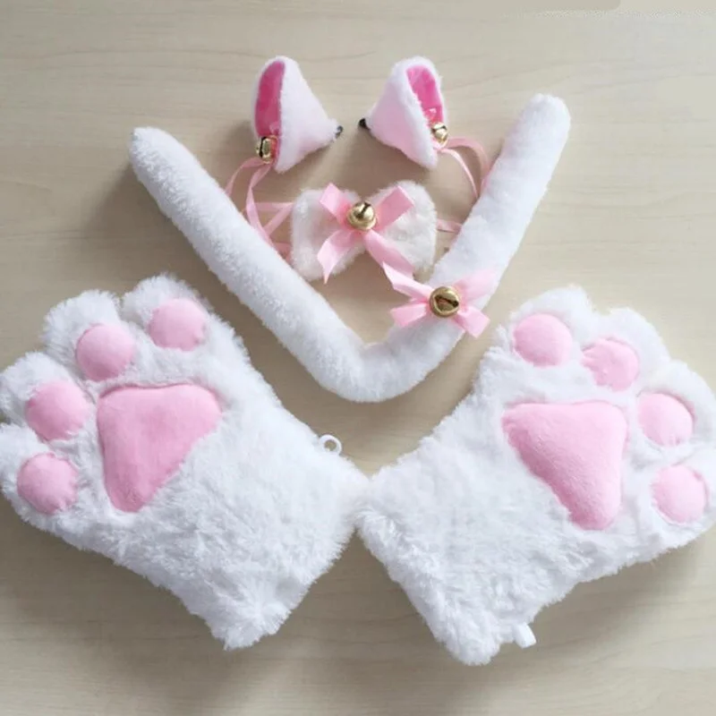 

1 компл. Аниме Косплей искусственная плюшевая лапа коготь перчатки хвост галстук-бабочка милые женщины девовечерние НКА Пасха Декор Аксесс...