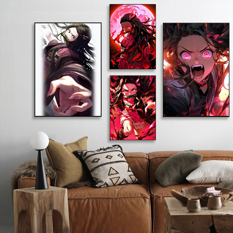 Убийца Демонов аниме Незуко плакат самоклеящаяся художественная водостойкая