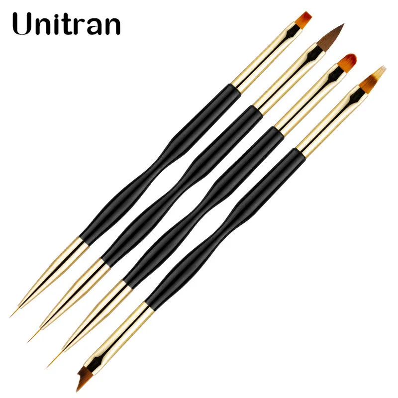 

Ручка для рисования ногтей 4 шт., двухсторонняя ручка для дизайна ногтей, кисть для акрила, круглая, плоская, для рисования, инструменты для р...