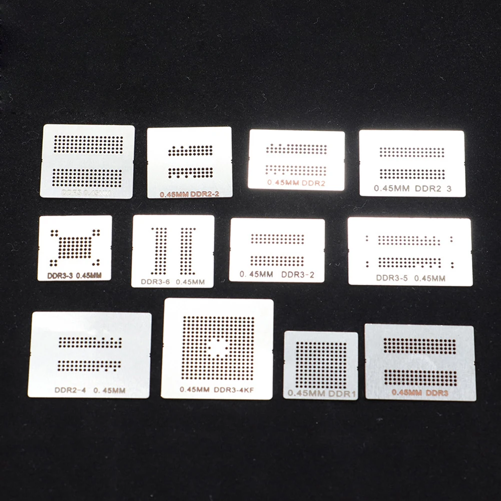 

12/14pcs BGA Directly Heat Rework Reballing Universal Stencil Template Holder Jig L Wrench Welding Rework Station Repair Tool