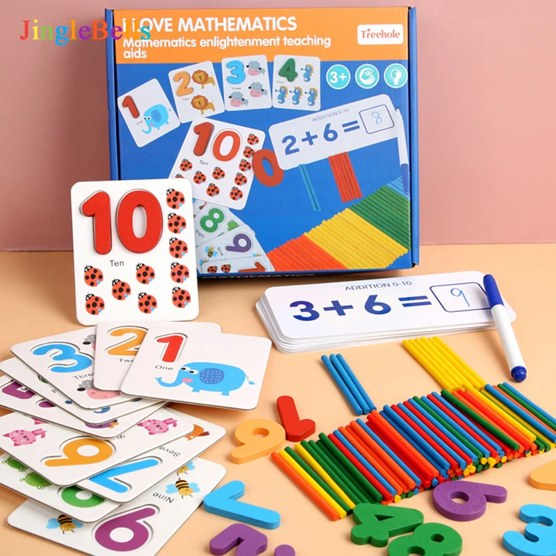 

Children Math Toy Wooden Counting Number Color Animal Cognition Digital Stick Puzzle Montessori Teaching Aid Early Education Set