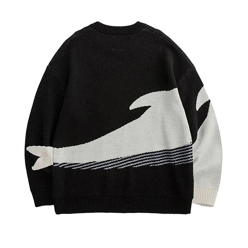 2024 осенне-зимний новый повседневный топ вязаный свитер Y2K с синим китом теплый