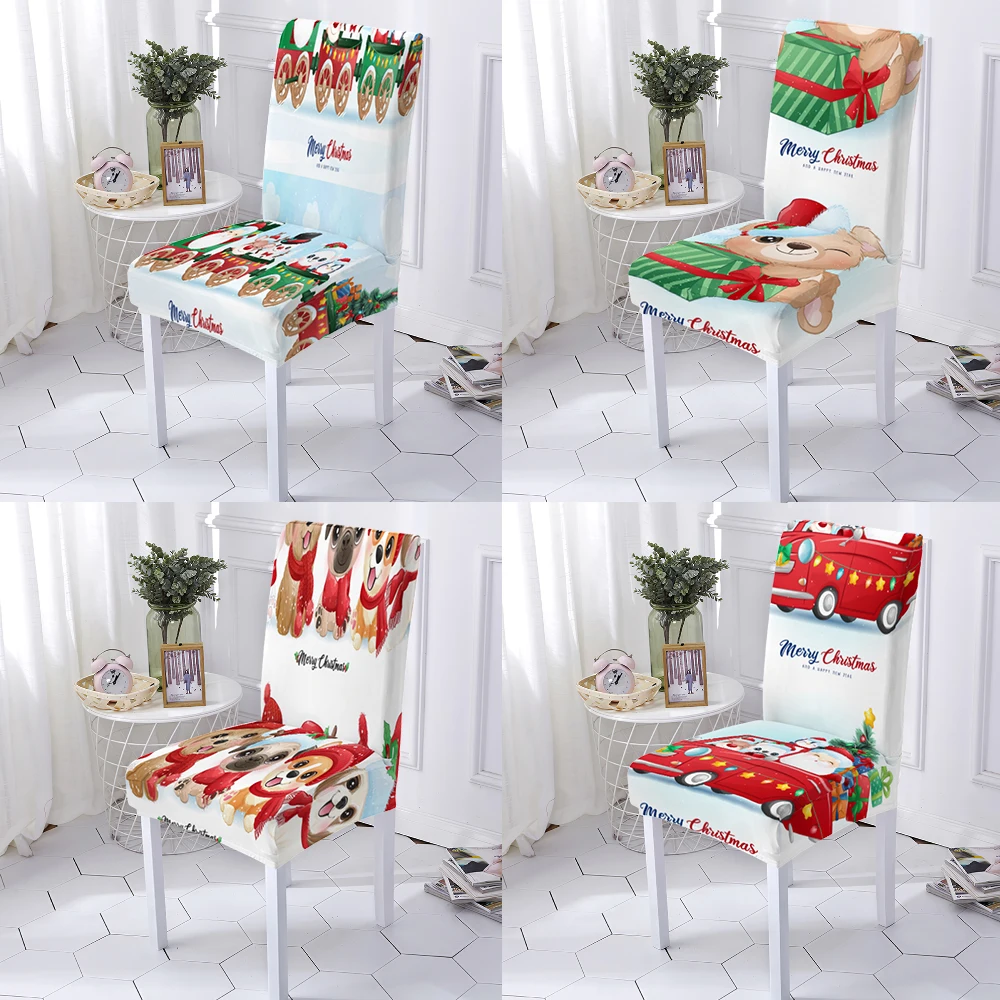 

Рождественский яркий цвет, эластичный материал, чехол для шезлонг, Съемный 1/2/4/6 шт., эластичный чехол для обеденной комнаты, защита от грязи