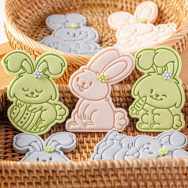 Happy Easter Cookie Embossed Mold New Cartoon Rabbit Egg Fondant Cutter Cute Bunny Pattern Biscuit DIY Baking Tools | Дом и сад
