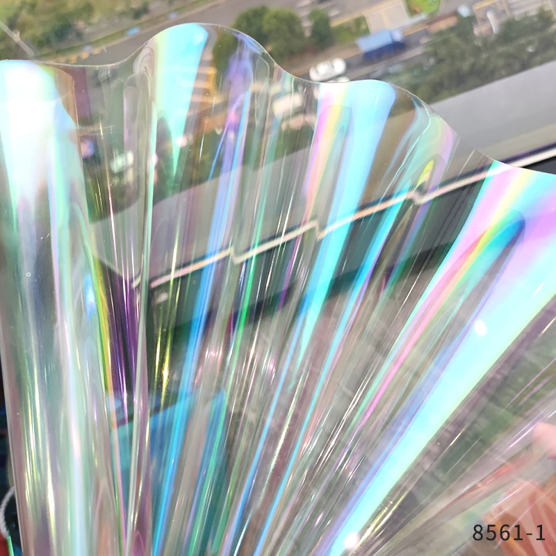 

Transparent Holographic Leather Sheets Fine Powder Little Rainbow Glitter TPU for Shoes Umbrella Earrings DIY Crafts 30x135cm