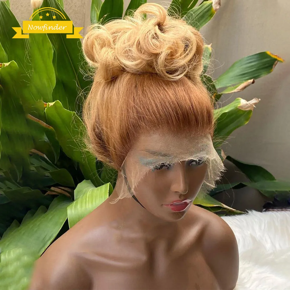 

250% высокая плотность 13x6 свободная волна HD прозрачный кружевной передний парик для женщин бразильский короткий омбре 4/27 цветные человеческие волосы парик