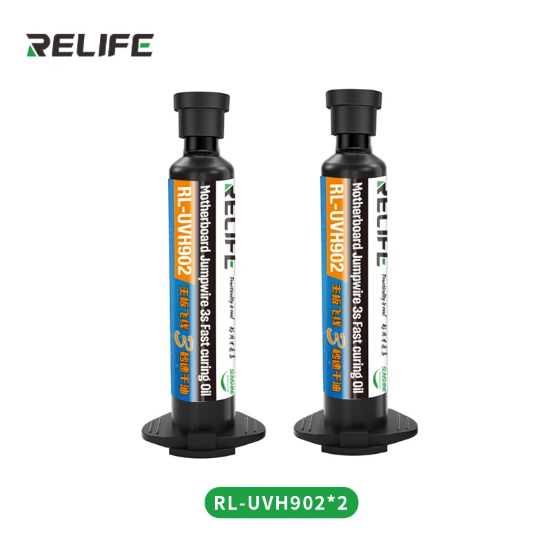 

Быстросохнущая паяльная маска RELIFE RL-UVH902 10ML UV 3S, чернила для зеркального ремонта, проволока для прыжков + зеркальная Фотополимеризация