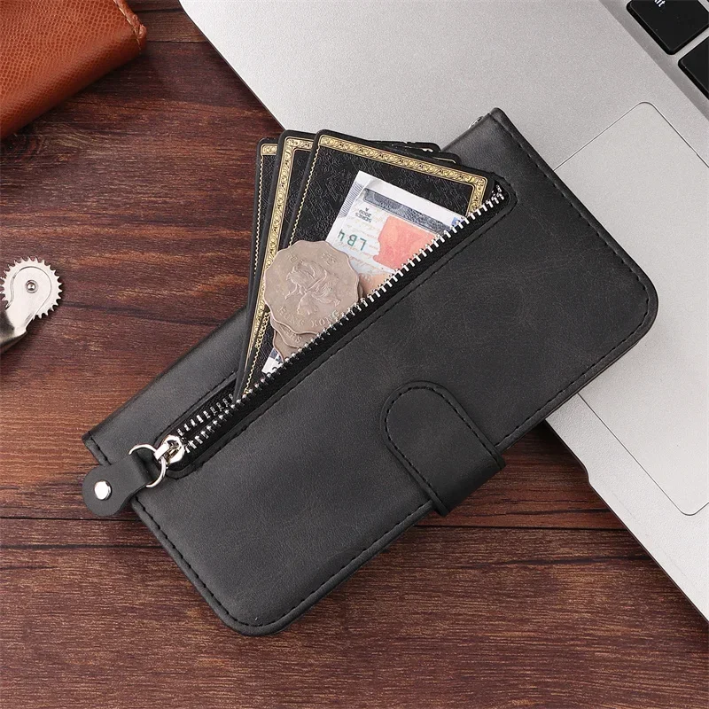 Фото Redmi 14C 13C 12C Note 14 13 12 Pro Plus Zipper Case for Xiaomi 14T 14 15 13T 13 Pro 14Ultra Cards Slot Stand Wallet Phone Cover №5