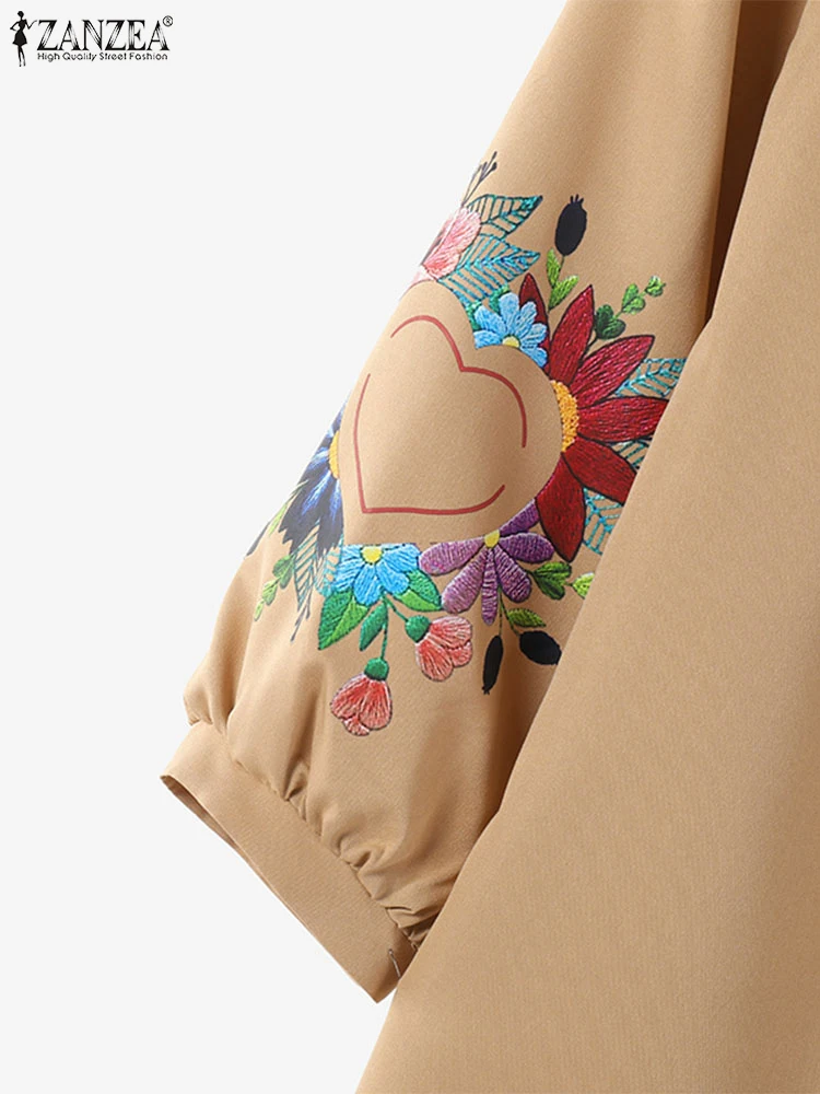 Модная блузка с вышивкой ZANZEA рукавом 3/4 брюки широкими штанинами комплект из 2