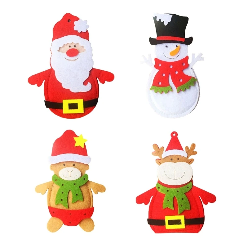 

4pcs/set Christmas Santa Snowman Elk Dinner Silverware Holders for Spoon Fork Drop shipping