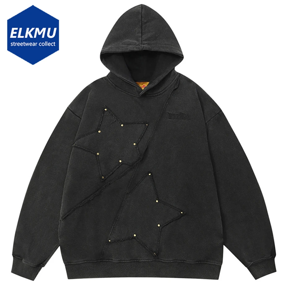 

Star Patchwork Hoodies Oversized Hip Hop Streetwear Sweatshirts Men 2023 Harajuku Y2K Hoodie Pullovers Loose Casual Hoodie Male