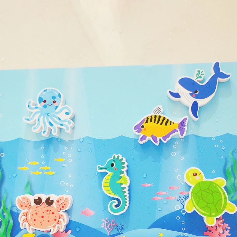 

Bathtub Bathroom Stickers Toys Cartoon Puzzle Bath Toys EVA Education Learning Foam Traffic Bathing Float Toy For Baby 0-2 Years