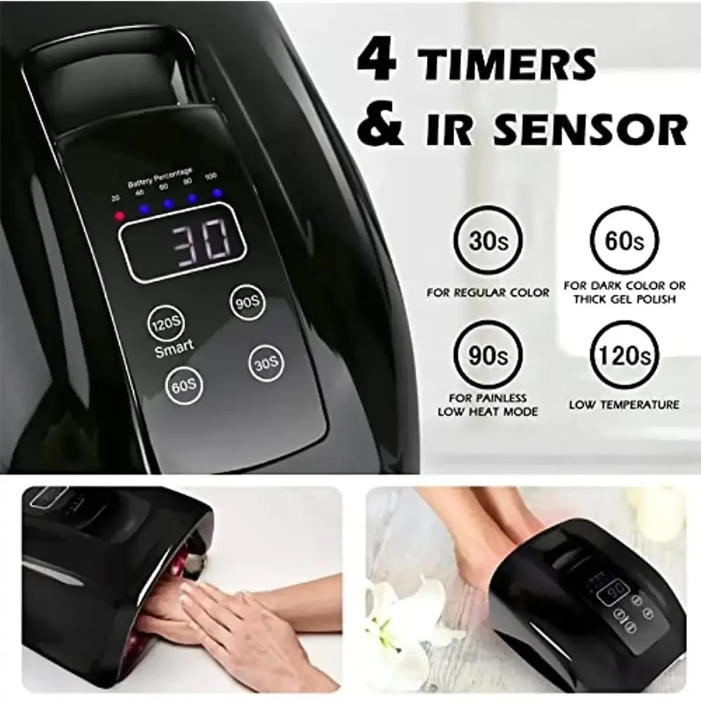 Перезаряжаемая лампа для ногтей с зеркальным дном 90 Вт