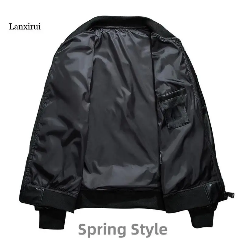 Куртка-бомбер с вышивкой на весну и зиму Мужское пальто-пилот подкладкой