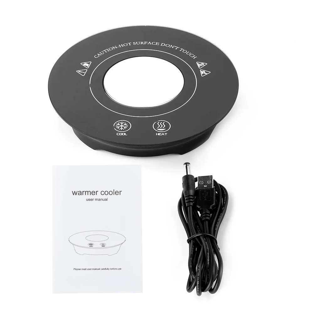 

Black Intelligent Waterproof USB Electric Heating Cooling Coaster Cup Mat for Home Office Use
