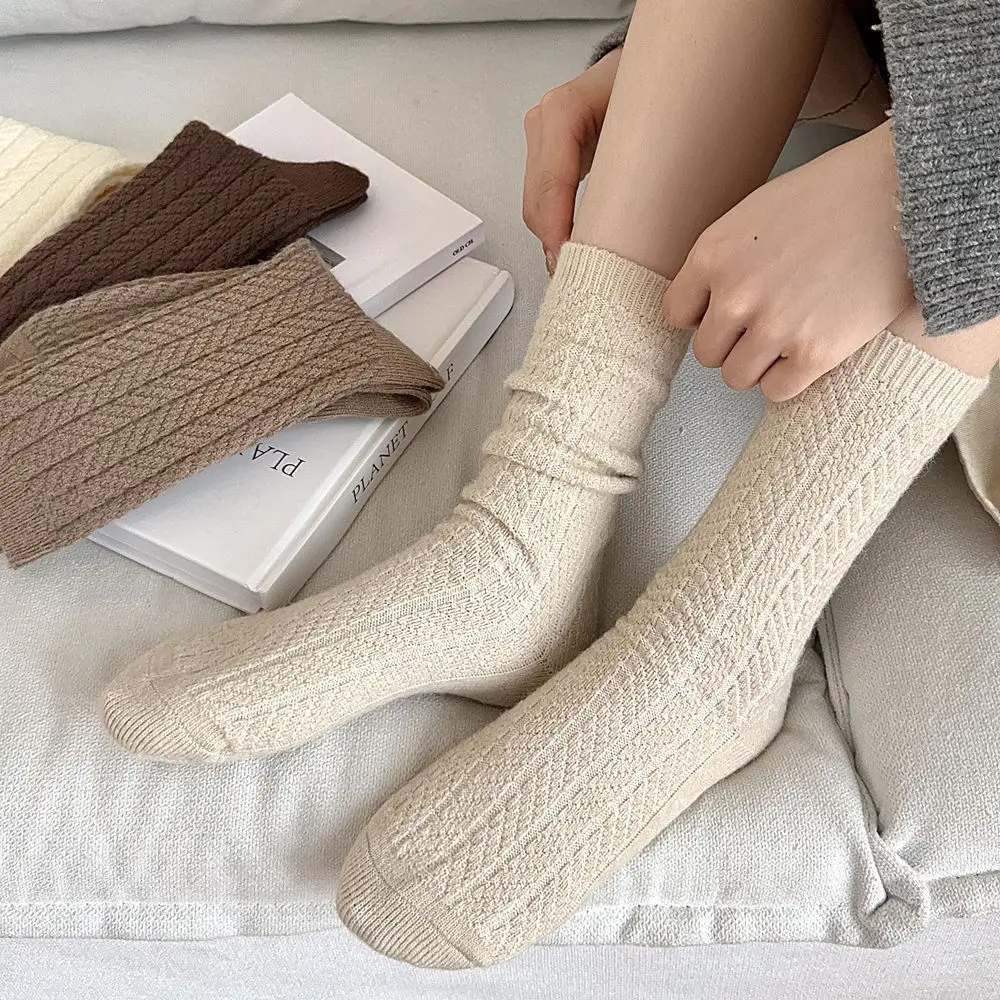 Термоноски женские осенние и зимние толстые теплые однотонные длинные носки