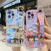 disney mickey minnie mouse phone case for iphone 11 12 13 pro max x xs xr 7 8 plus se 2020 silicone with wrist holder cover