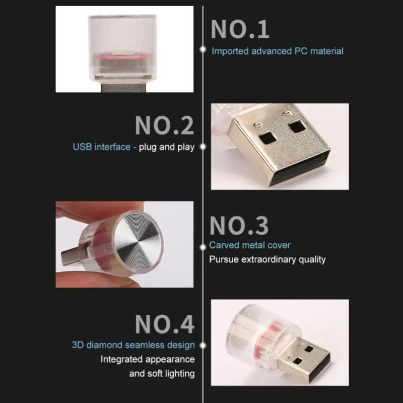 СВЕТОДИОДНЫЙ Автомобильный светильник с разъемом Mini USB декоративная лампа для