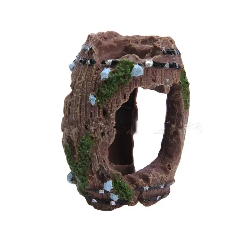 

2023New Aquarium Fish Tank Artificial Barrel Resin Ornament Cave Aquarium Fish Tank Decoration Accessories Pet Accessories