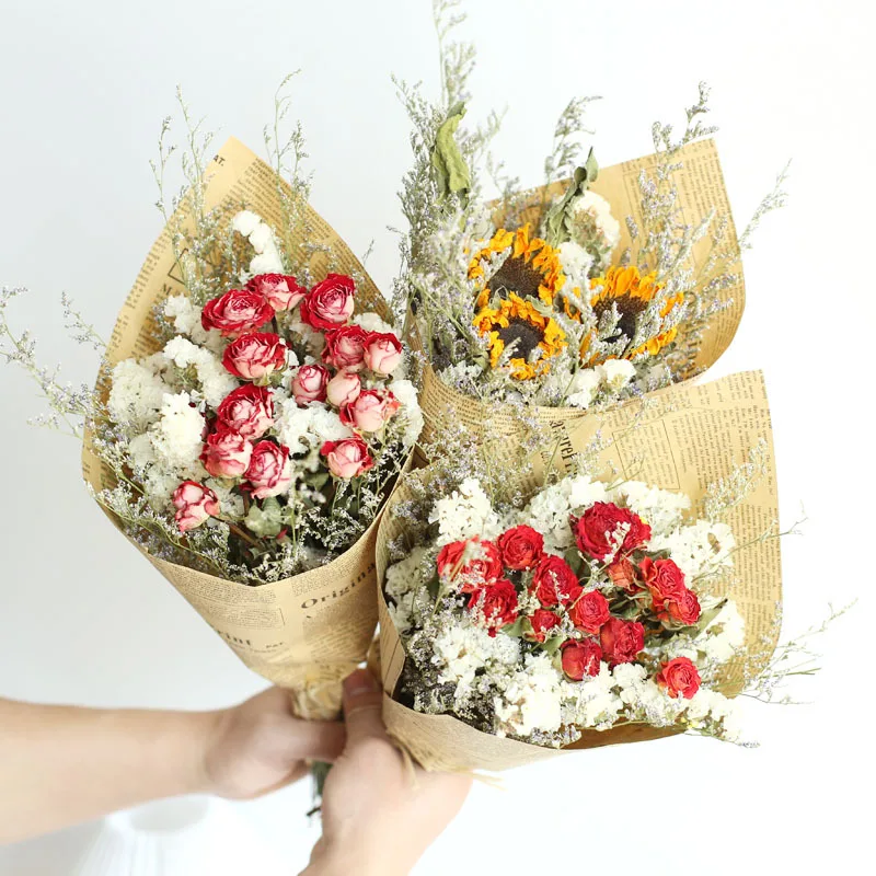 

1 Bunch Natural Dried Flower Gypsophila Bouquet Lover Grass Preserved Rose Flower Bouquet Wedding Party Gift Home Decoration