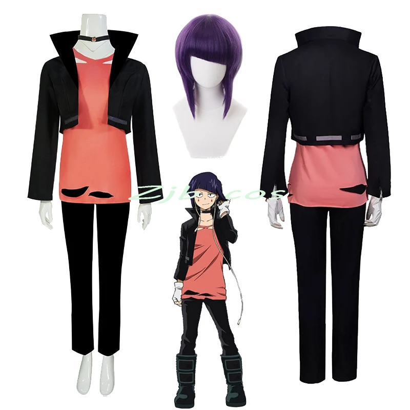 

Anime My Hero Academia Jiro Kyoka Cosplay Costume Purple Wig Gloves Necklace Jacket Suit Boku no Hero Academia Uniform Party