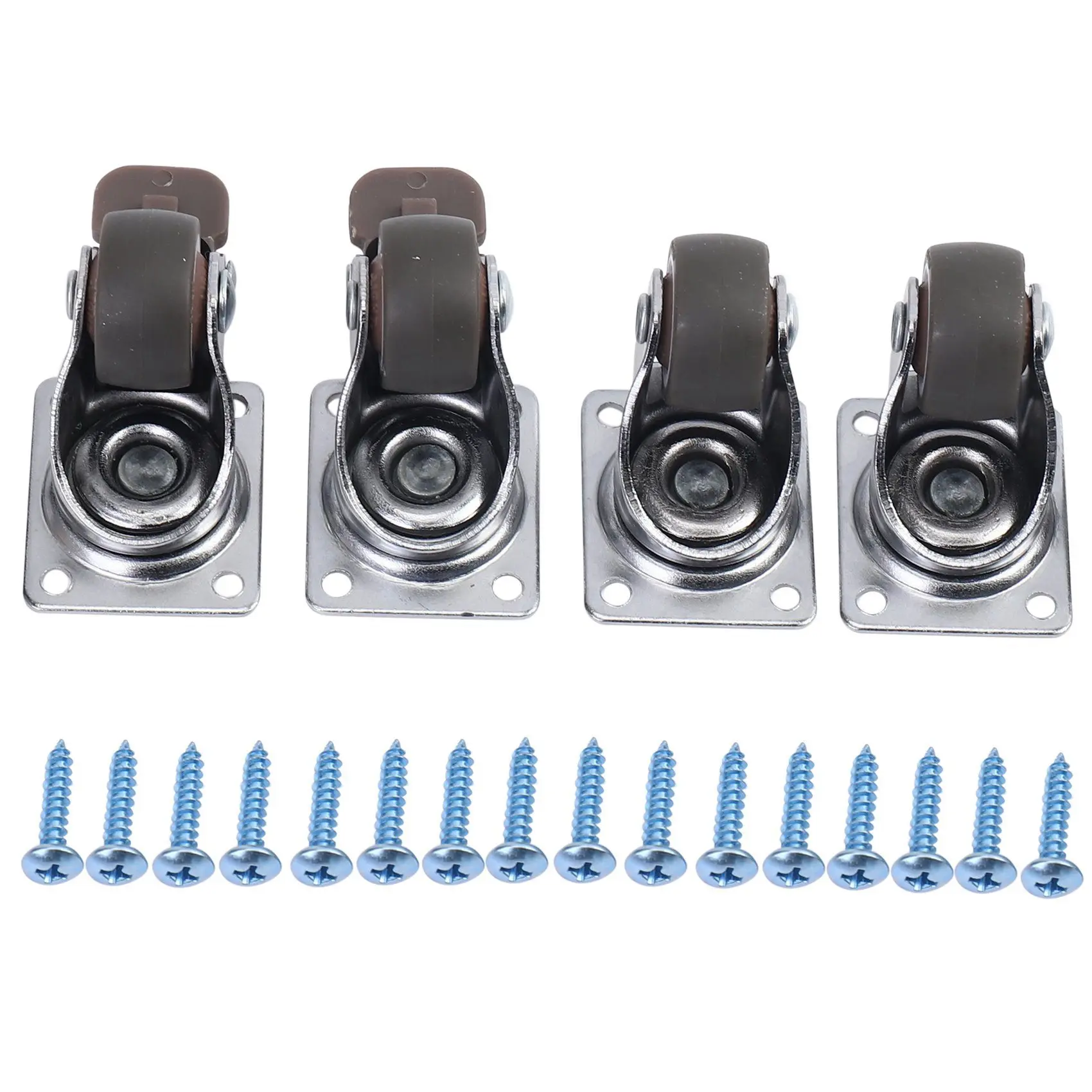 4 упаковки 1-дюймовых низкопрофильных роликов мягкие резиновые поворотные ролики